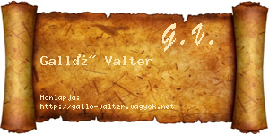 Galló Valter névjegykártya